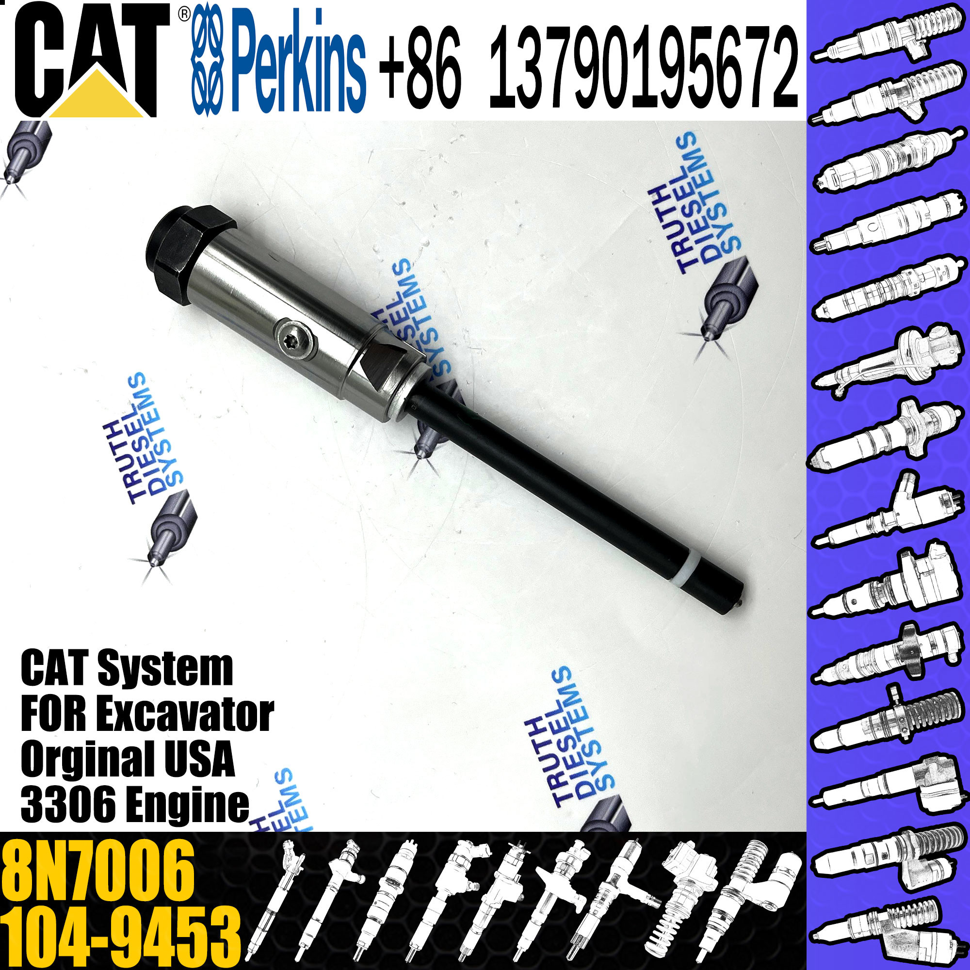 Excavator Diesel Fuel Injector 104-9453 1049453 8N7006 For 3306 Engine Parts