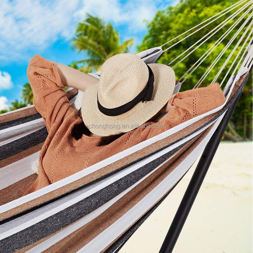 Double Hammock Two Person Hammock Chair with Steel Stand/Space Saving Steel Stand Hammock