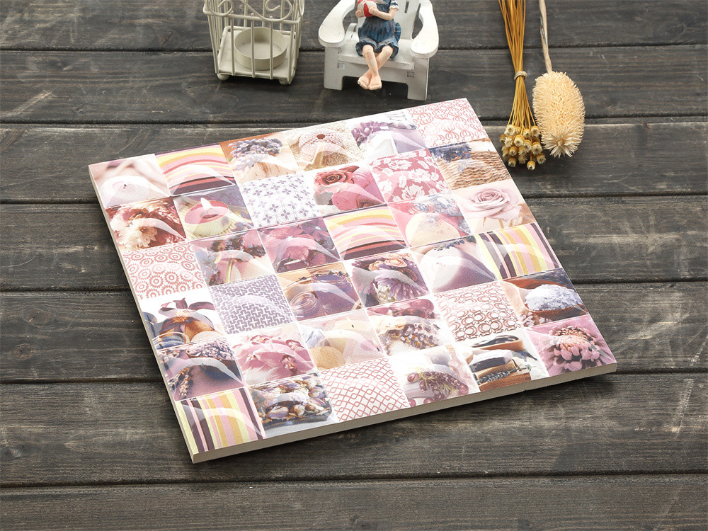 Durable 300x300mm Pink Ceramic Rustic Tiles For Kitchen And Decorative Glossy Wall Tile For Hotel