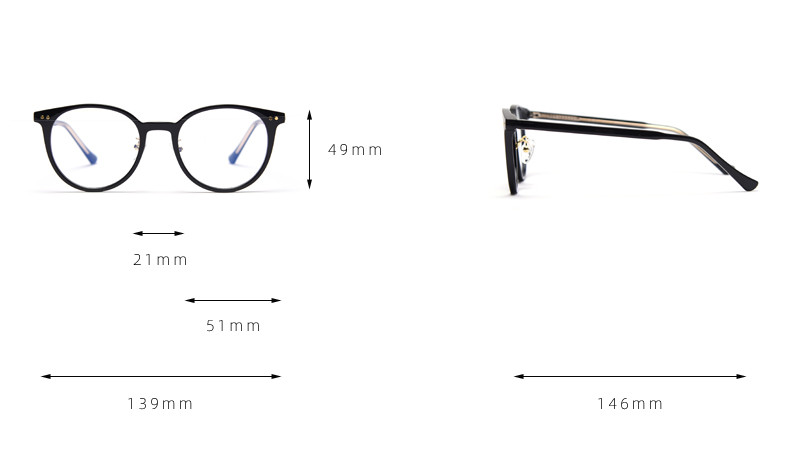 Myopia Female TR90 Material Glasses Trendy Net Red Round Blue Plate Flat Mirror Fashion Street Shooting