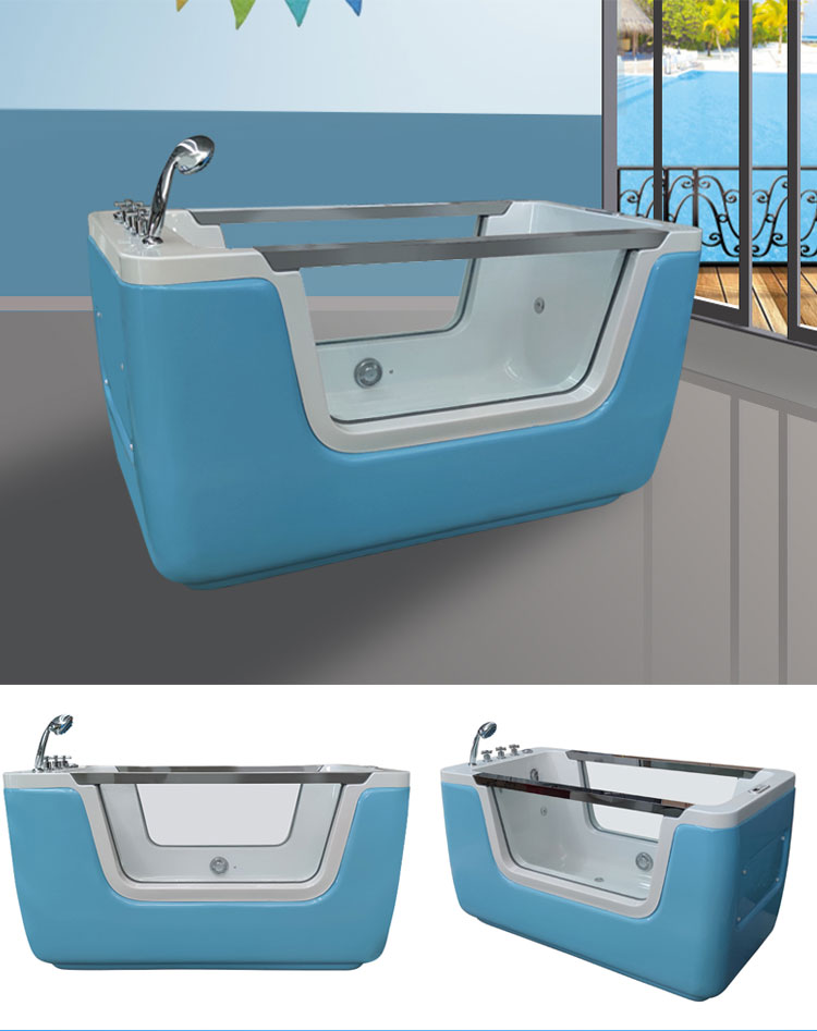 Side Glass Baby Spa Bathtub Air Bubble Freestanding Hydrotherapy Soaking