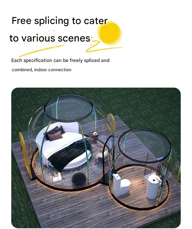 Outdoor Rectangular Sun Glass Room Full Transparent Bubble Room Spherical Tent for PC Hotel Star Room Homestay