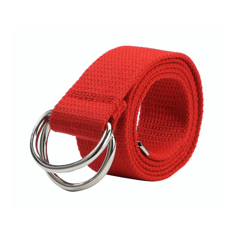 Canvas Knitted Belt 110cm Double D Ring Belt Unisex Cotton Web