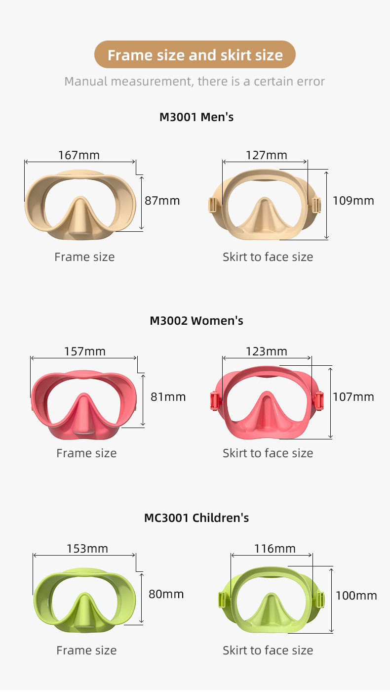 MC3001 M3001 M3002 Integrated Forming Snorkel Set for Scuba Diving and Snorkeling Snorkel Mask Set