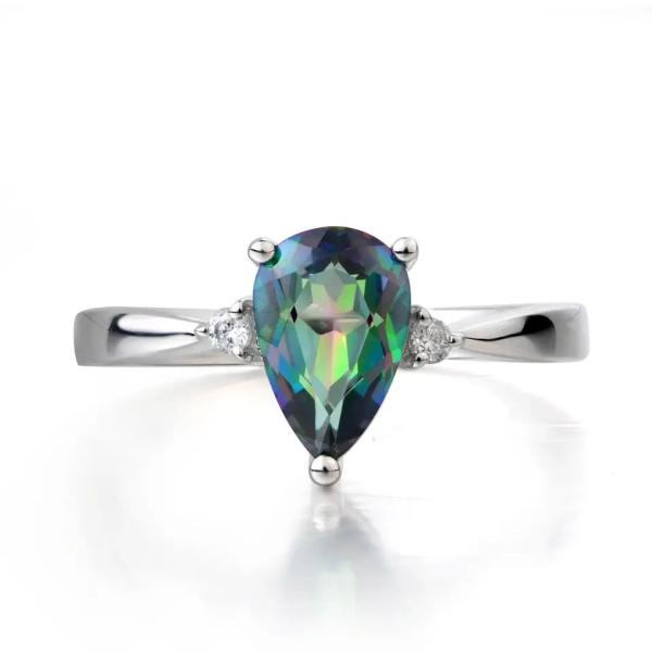 New 925 Sterling Silver CZ Rainbow Mystic Topaz Mystic Topaz Birthstone Month