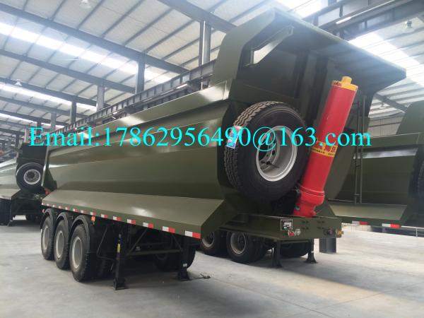 45 Ton Pay Load Semi Dump Trailers / Tri Axle Dump Truck Trailer 10 Pcs Leaf