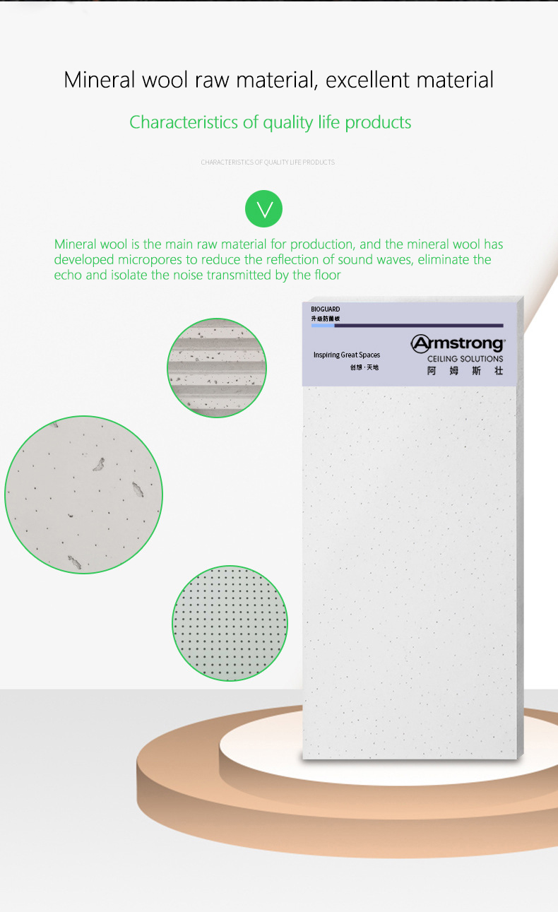 Customized Size Armstrong Acoustic Suspended Mineral Fiber Ceiling Board