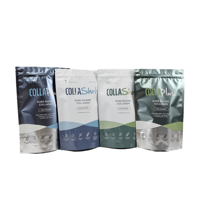 Customized logo plastic stand up aluminum foil coffee tea protein powder packaging pouch digital print smell proof bag