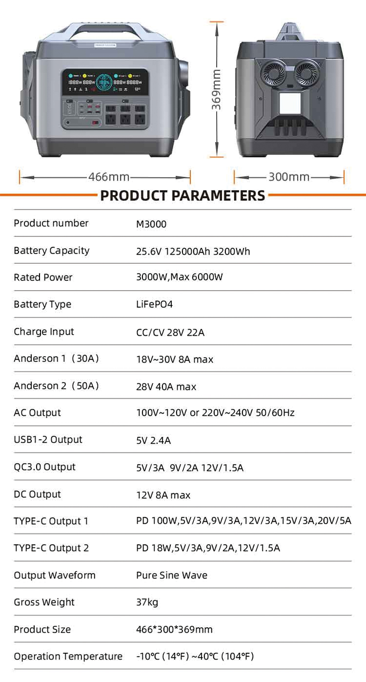 Massive Capacity 3200Wh Solar Generator Inverter for Energy Storage and Power Backup