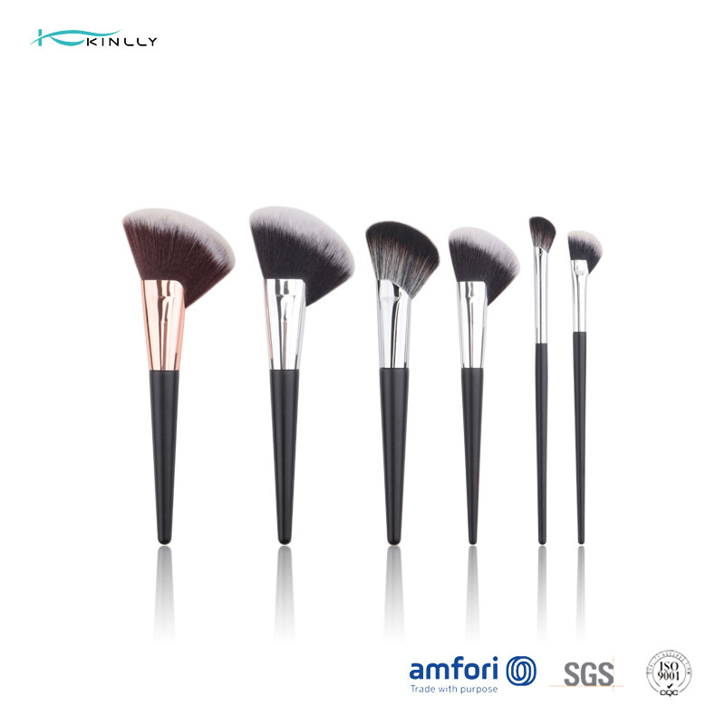 Private Label OEM Fan Wooden Handle Makeup Brushes