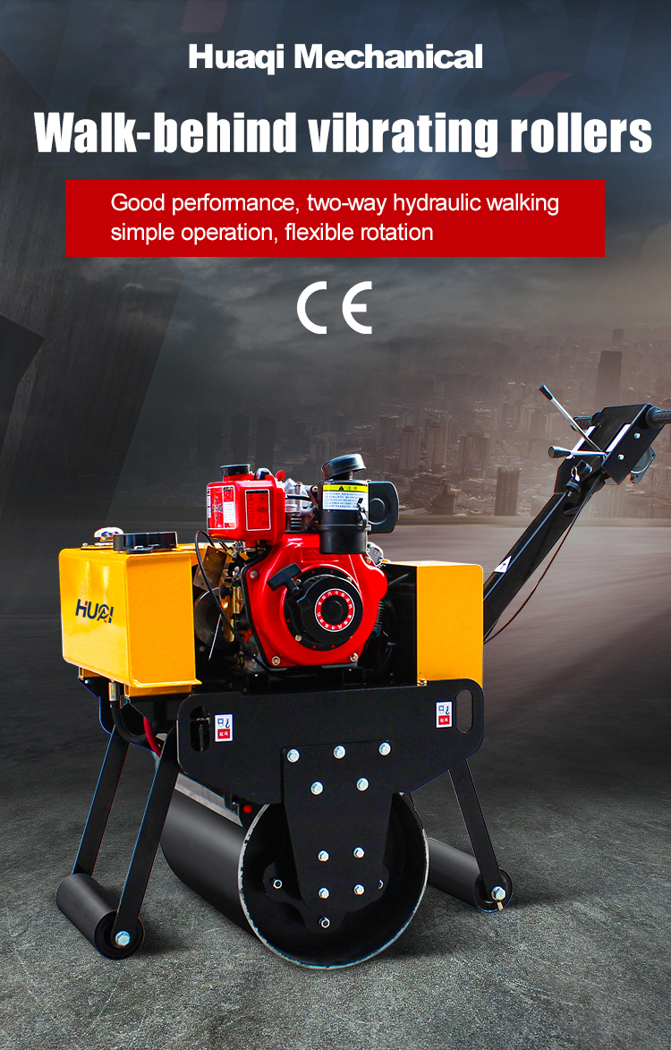 Electric Start 0.3 Ton Walk Behind Single Drum Roller HQ-YL600C for Vibratory Road Repair