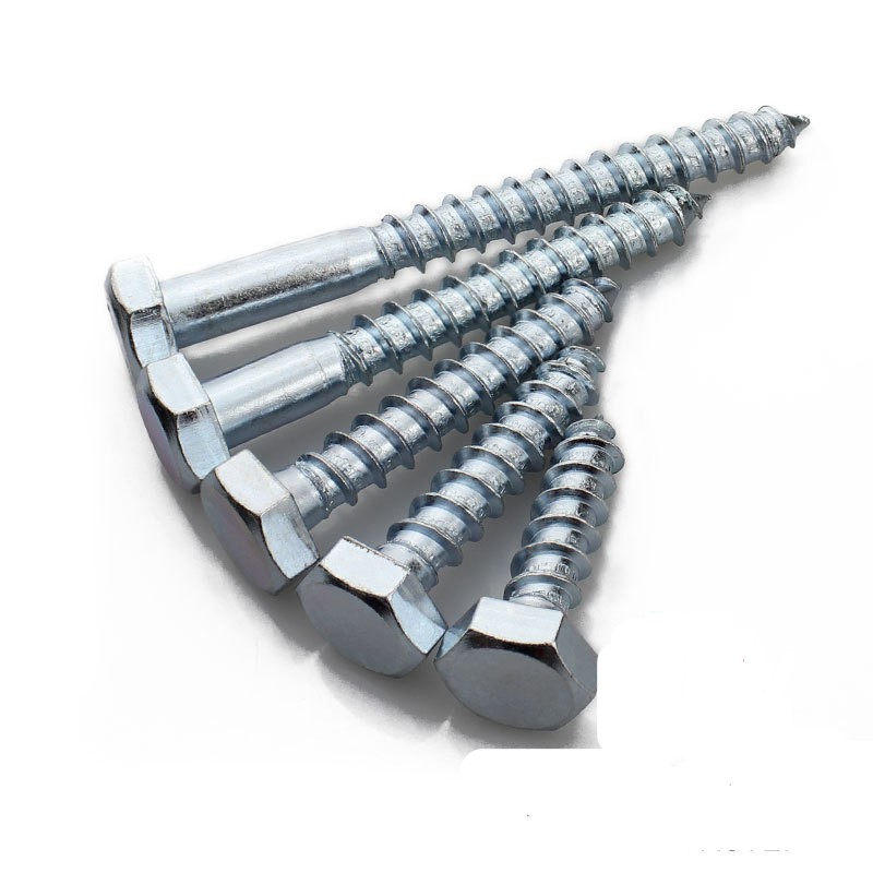 Coach Lag Screw Zinc Plated Full Thread Wood Screw DIN571 Hexagon Head Wood Screw