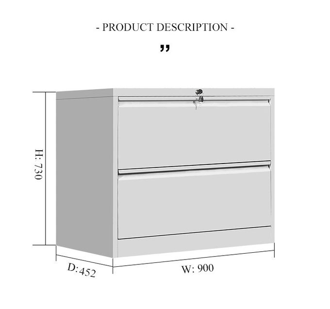 W900mm Cold Rolling Steel Office Lateral File Cabinets 2 Drawer Fully Opened
