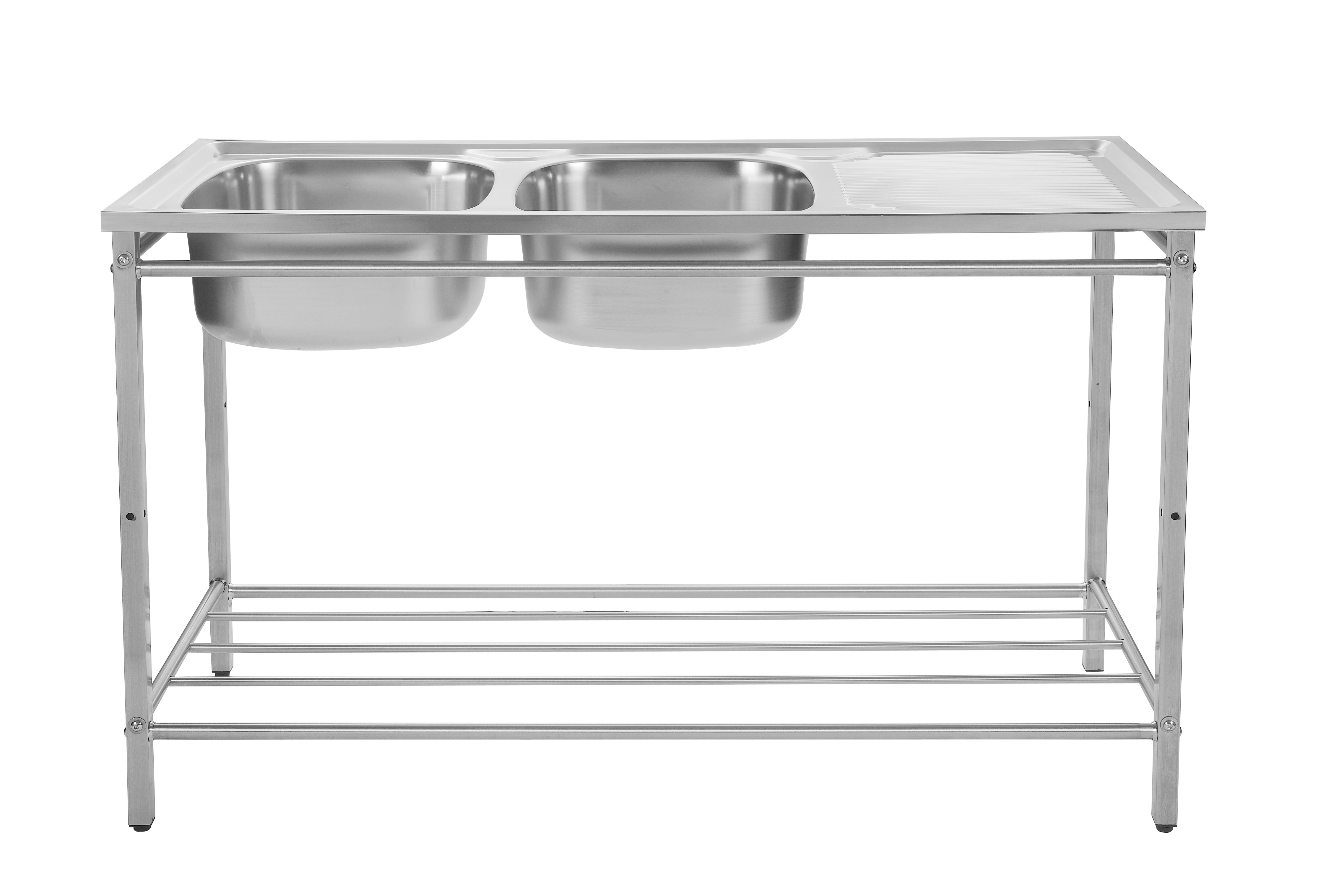 Hotel Two Bowl One Drain Kitchen Stainless Steel Sink Stand Noise Elimination