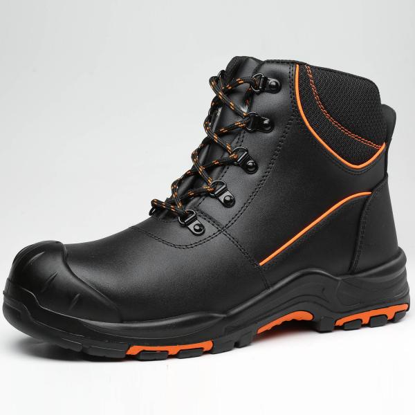 Hight Cut Cow Leather Shoes Slip Resistant / Wear Resistant Steel Toe Winter