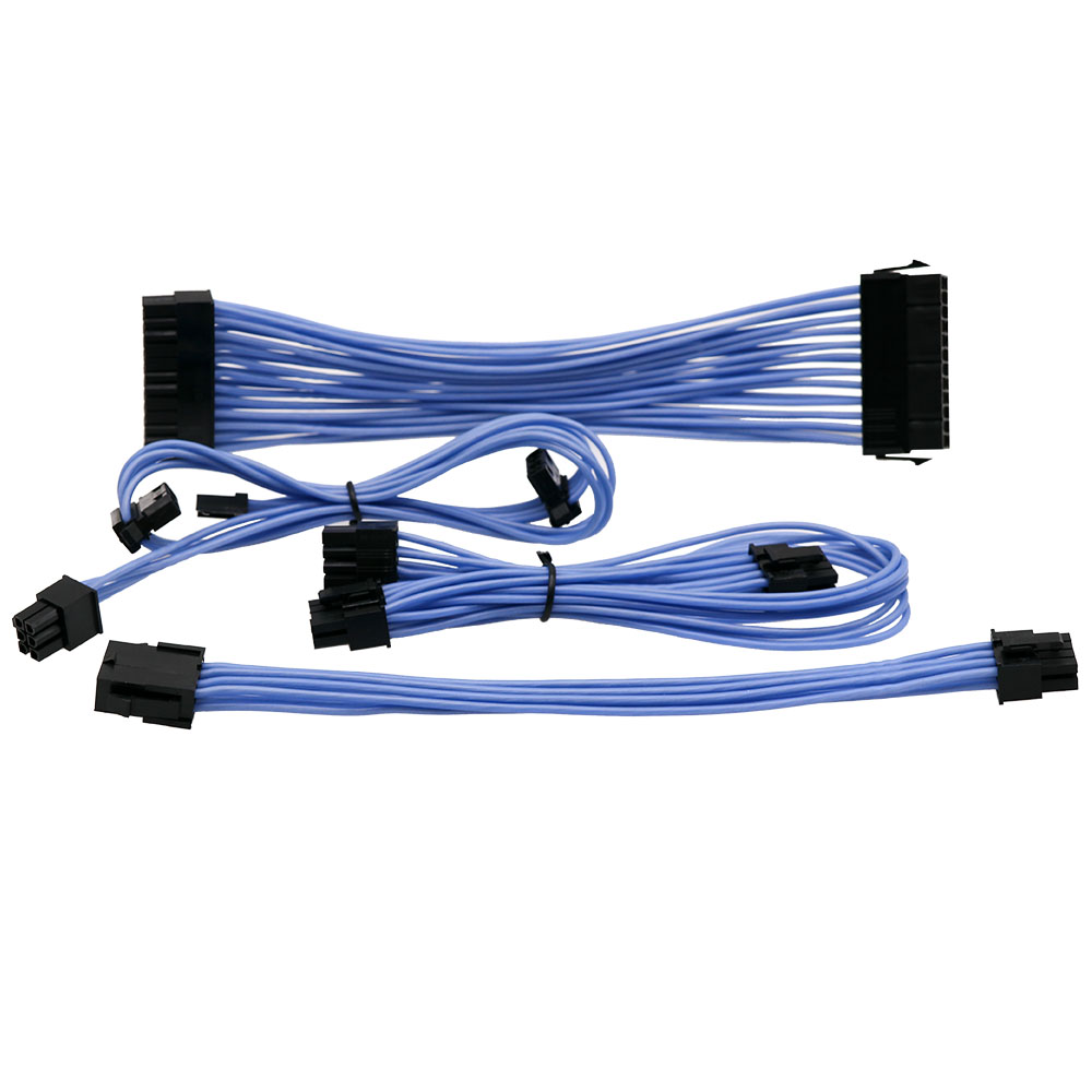PSU Cable Kit 24pin ATX 8pin PCI-E 8pin To 6+2 To 6+2 6pin PCI-E To 2 * Large 4P Puncture To Small 4P soft silicone cable