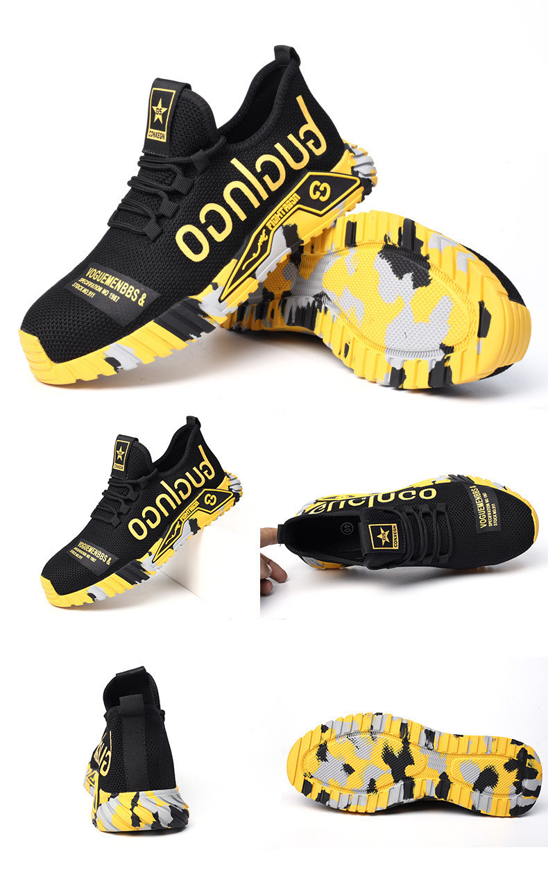 Breathable Fly Knit Safety Shoes With Kevlar Midsole Standard Steel Toe Anti Smashing Rubber Sole