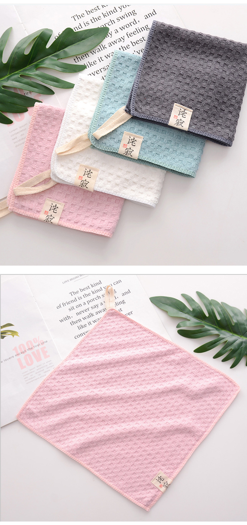 100% Cotton Hand Towel Absorbent and Sustainable Striped Pattern for Sensitive Skin