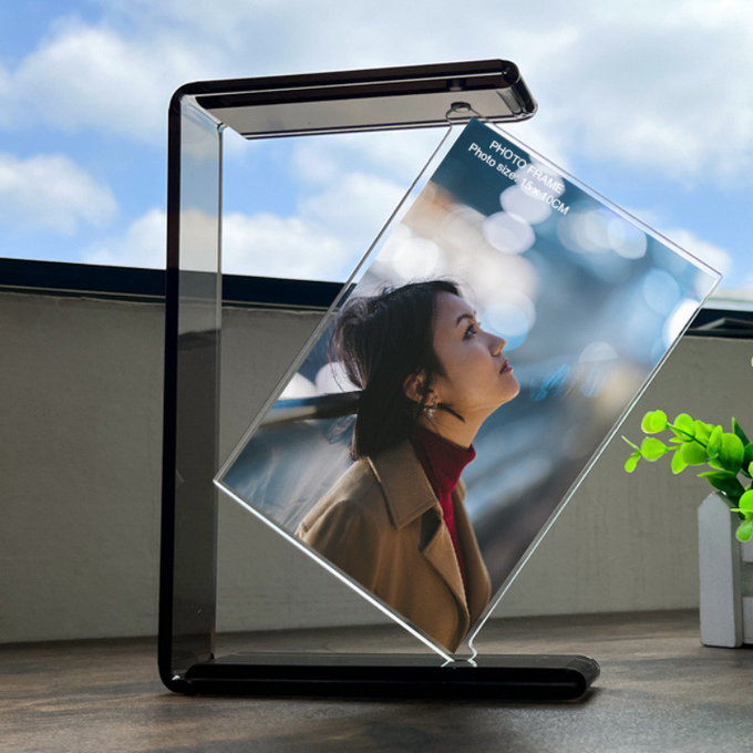4 ''X 6'' Stylish Acrylic Photo Frame with Stand Plexiglas Spinning Frame Double Sided