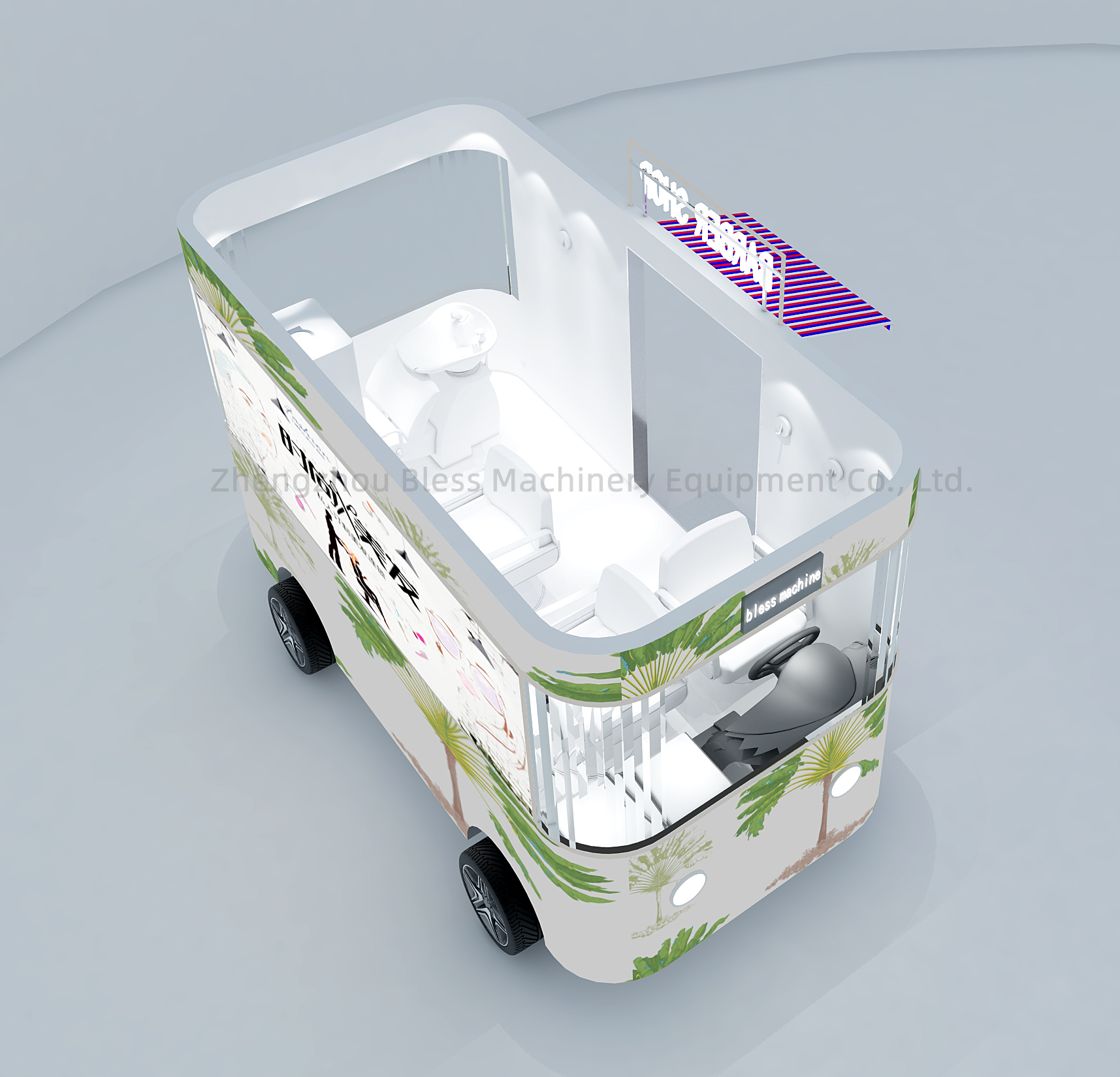 Mobile Salon in Technology with 4 Wheels and L420.00cm*W180.00cm*H230.00cm Dimensions