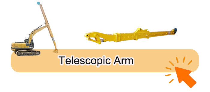Excavator Telescopic Arm With Clamshell Bucket For Digging Foundation