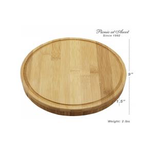 Bamboo Wood Round Slide Out Cheese Board And Knife Set Non - Fragile