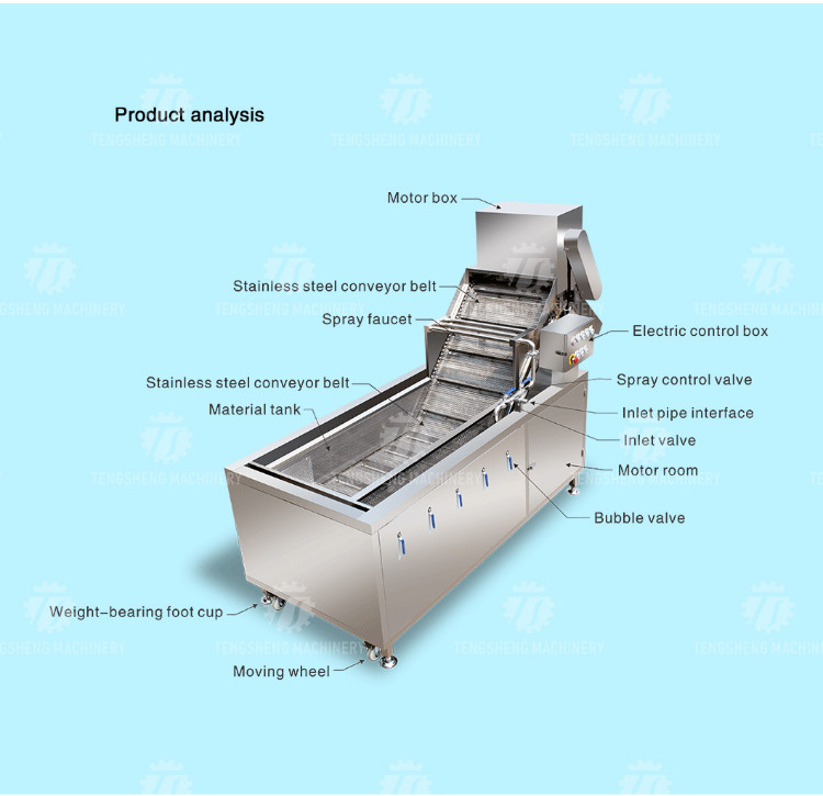 2.6KW Multi-functional fruit and vegetable bubble cleaning machine vegetable food cleaning equipment
