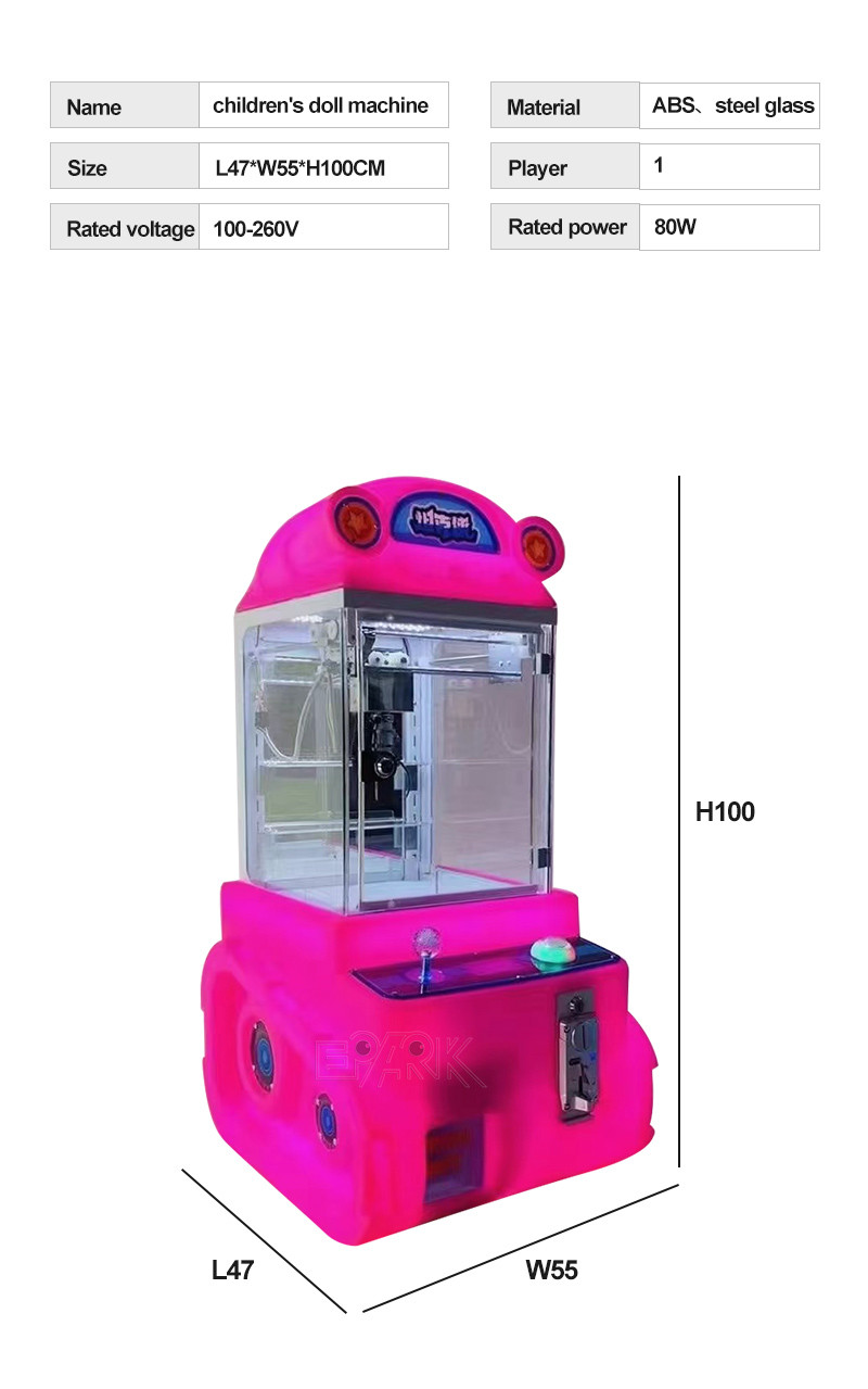 Single Player Crane Game Machine Coin Operated Multicolor Children Doll Game Machine