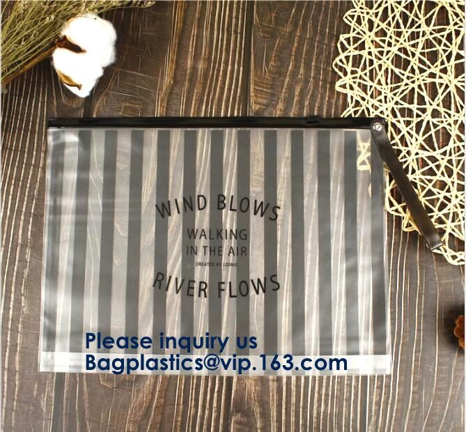 Hot Sale Waterproof Frosted Slider PVC Zipper Bags Wholesale Custom Printed Plastic Transparent k Cloth Bag