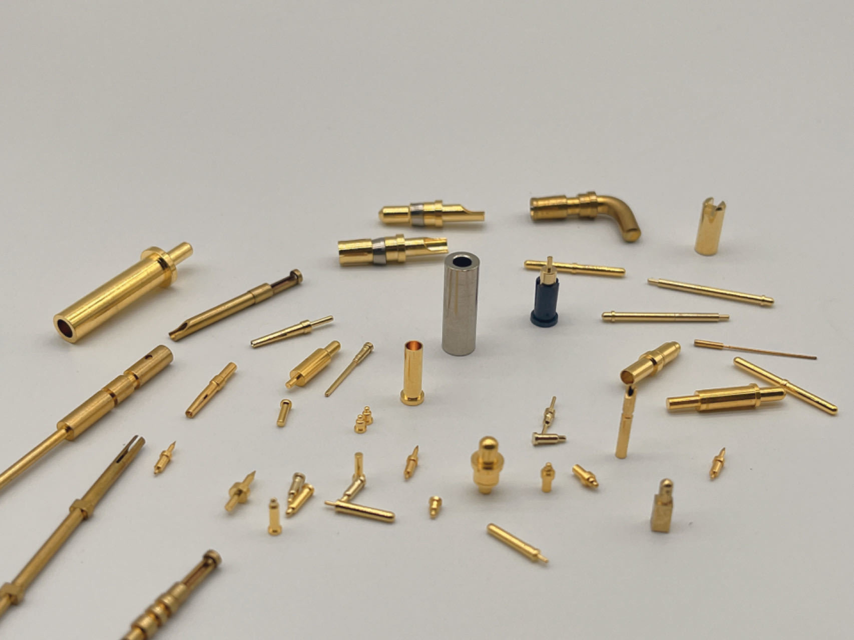 CNC Lathe Machined Pins Round Copper Contact Pins With Gold Plating Electric Power