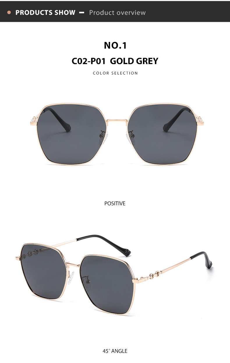 Oversized Metal Frame Sunglasses CE , Square Women'S Polarized Sunglasses