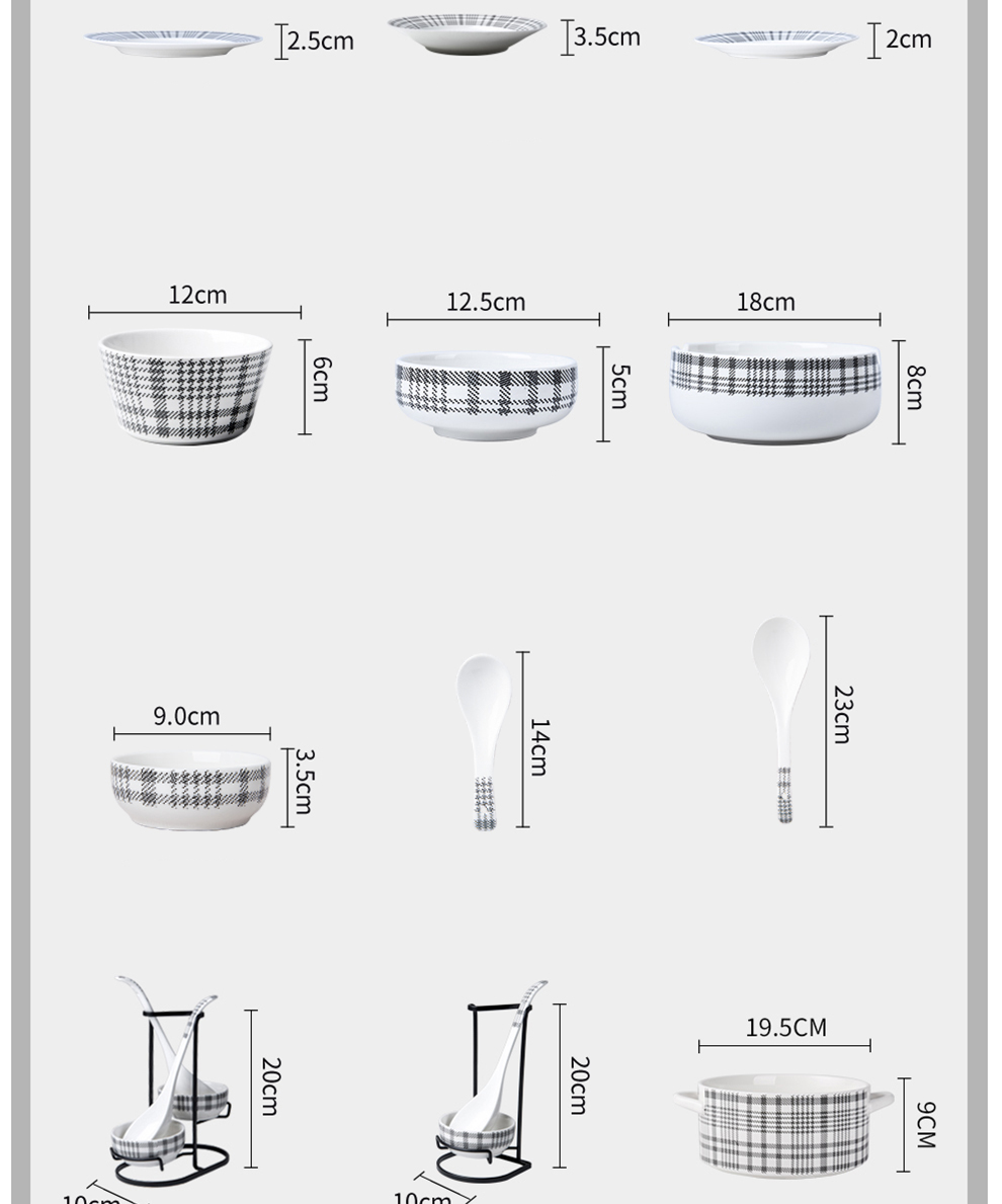 Ceramic Nordic Style Luxury Tableware Porcelain Plant Pattern Dinnerware For 8 People