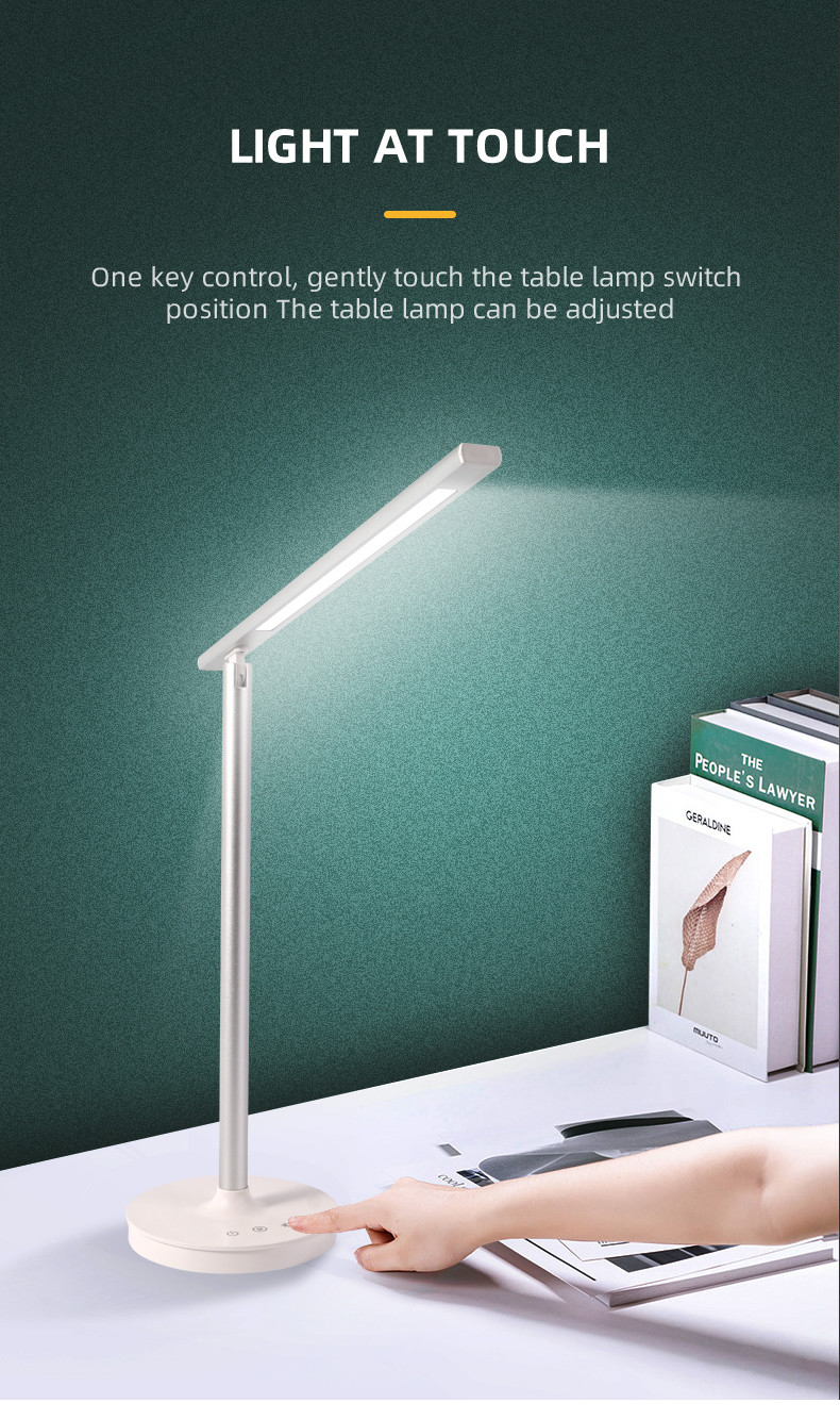 Line Shape Simple White LED Desk Lamp Touchable DC 5V 6000K Aluminum Alloy