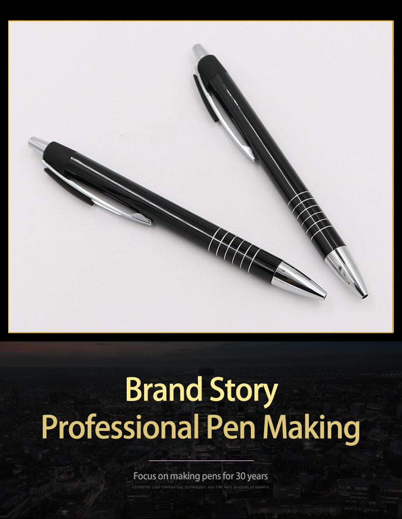 Press Type Aluminum Barrel Ball Pen Business Office Metal Retractable Ballpoint Pen