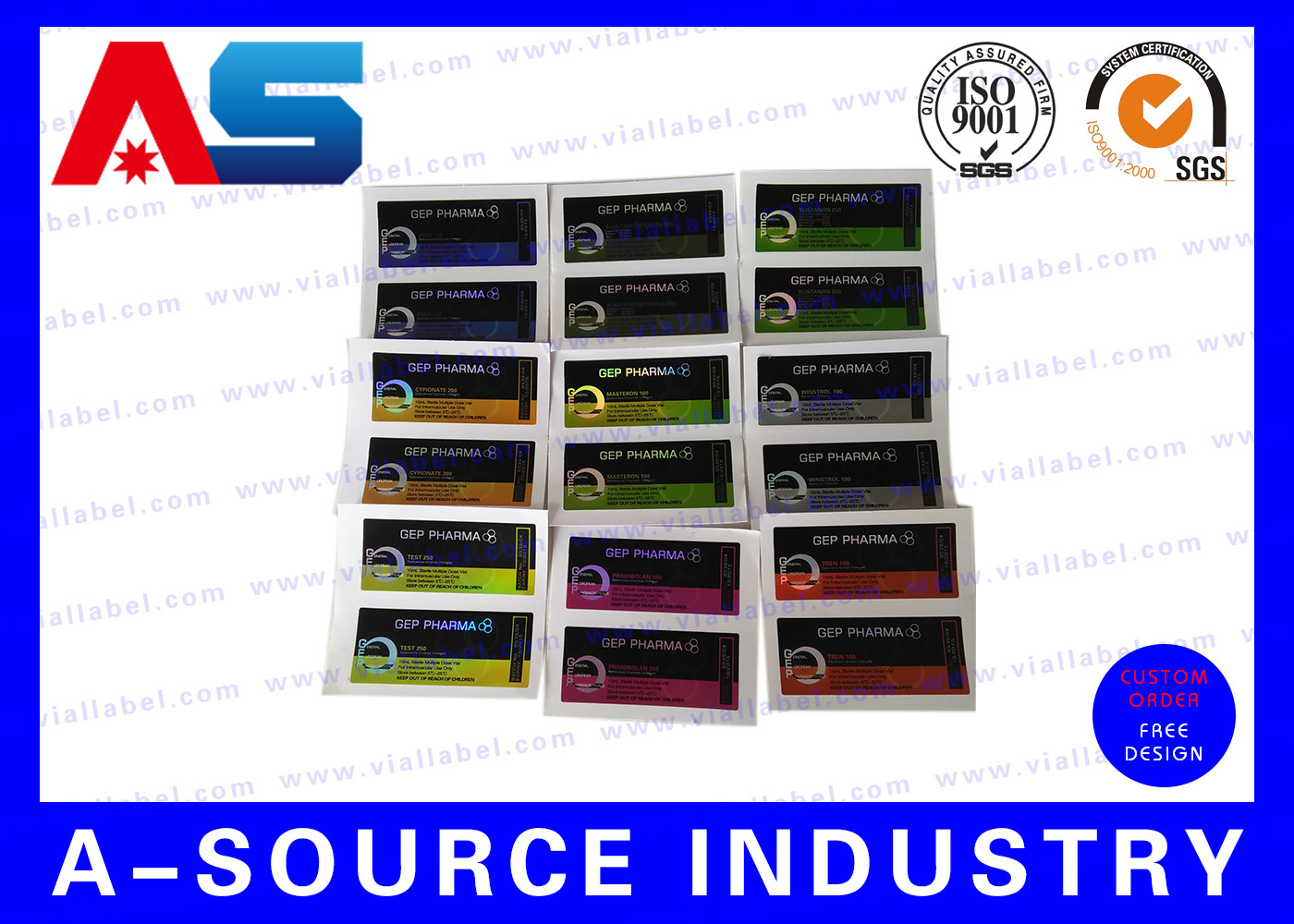 Custom Bodybuilding Empty 10ml Vials Box, CMYK / Panton Color 10 Ml Container