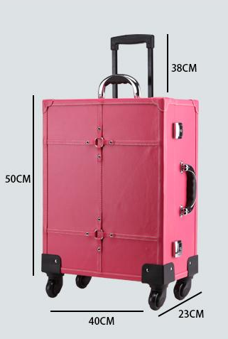 Waterproof Trolly Make-up Box/aluminum Cosmetic Case With Light And Mirror KL-MCL001-PINK