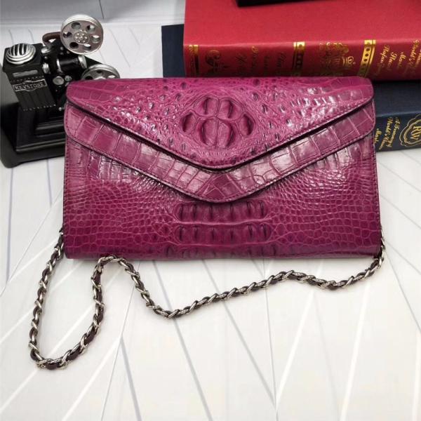 Fashion Genuine Crocodile Skin Female Women Small Envelop Purse Real Alligator