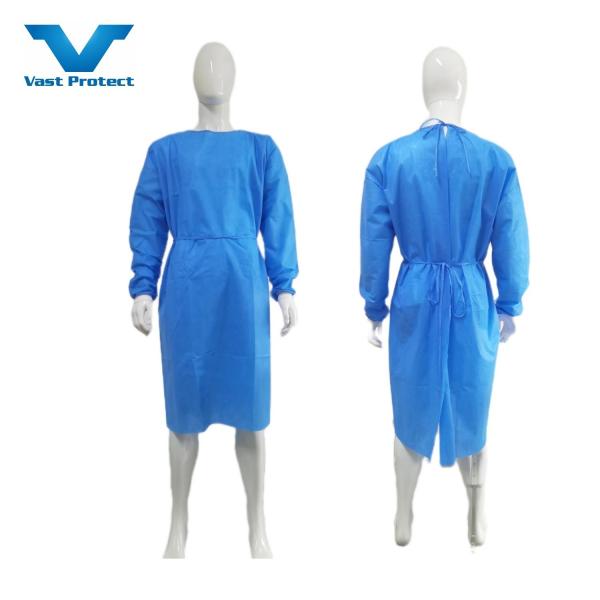 Blue Disposable Surgical Gown VASTPROTECT-501 45GSM Isolation Hypoallergenic