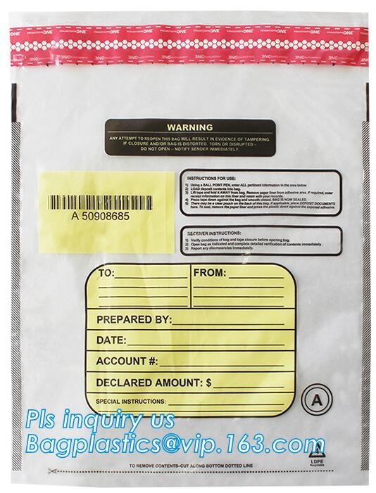 Document safe tamper proof bank deposit bag, Steb Plastic Money Pe Bank Deposit Coin Security Pouch Bags With Seal For C