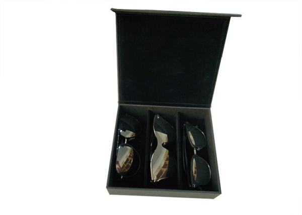 3 Slots Eyeglasses Display Box Recycled Paper / Wood / Velvet Material