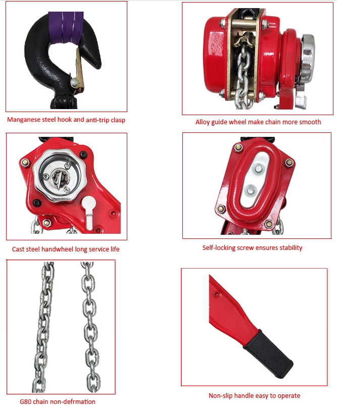 Elastic Clutch Lifting 1.5T 3m Lever Block Chain Hoist