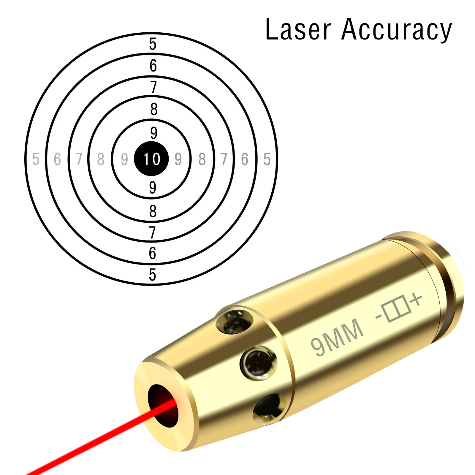 Red Laser Boresighter 9mm Brass Laser Bore Sight 9mm For Calibration