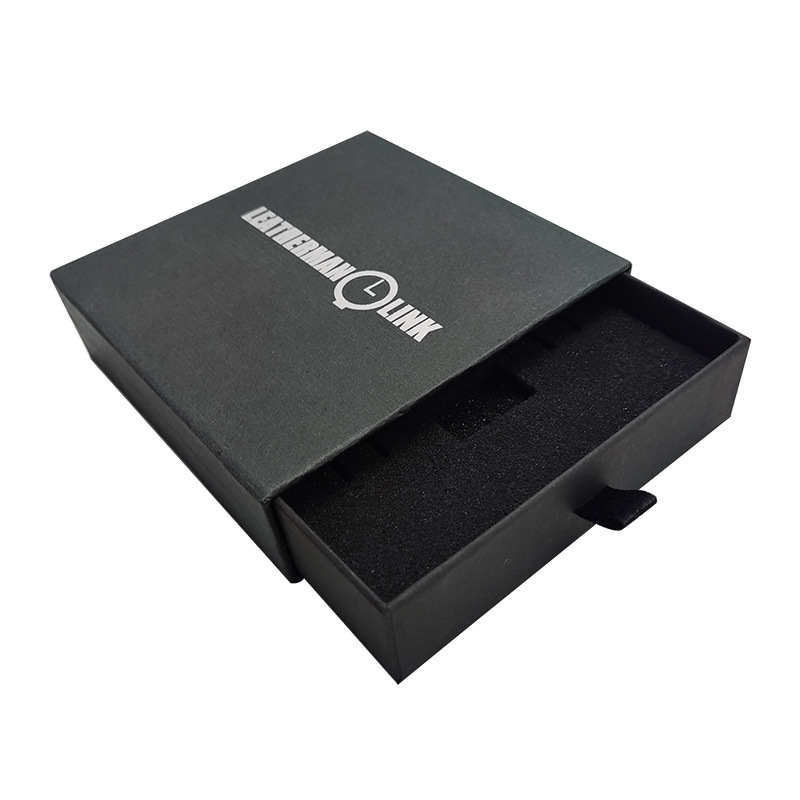 Custom Logo Gift Display Black Rigid Cardboard Watch Box Cases Paper Carton for Benefit