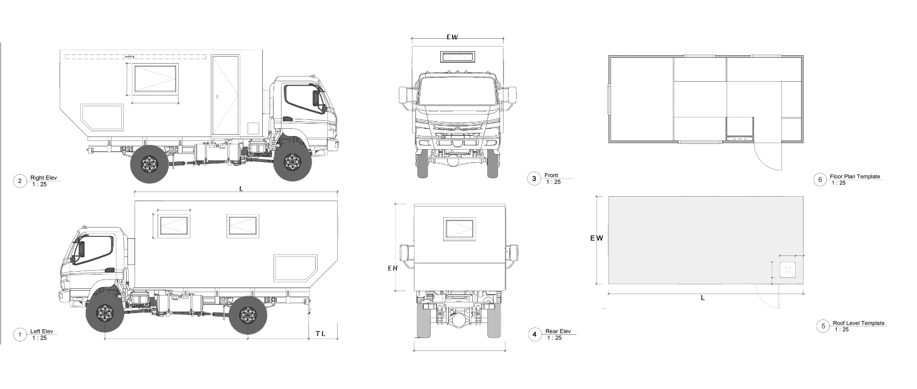 50mm Side Wall FRP Motorhome Truck Camper Shell for DIY Overland and Slide-In Camper