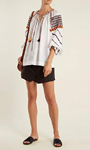 OEM Design Ladies Breathable Vintage Clothing Linen Summer Blouse for Women