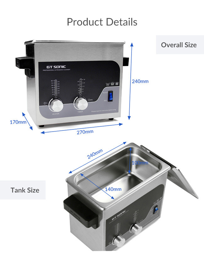 Knob Design Digital Ultrasonic Cleaner Manual Adjustment Ultrasonic Cleaning Machine