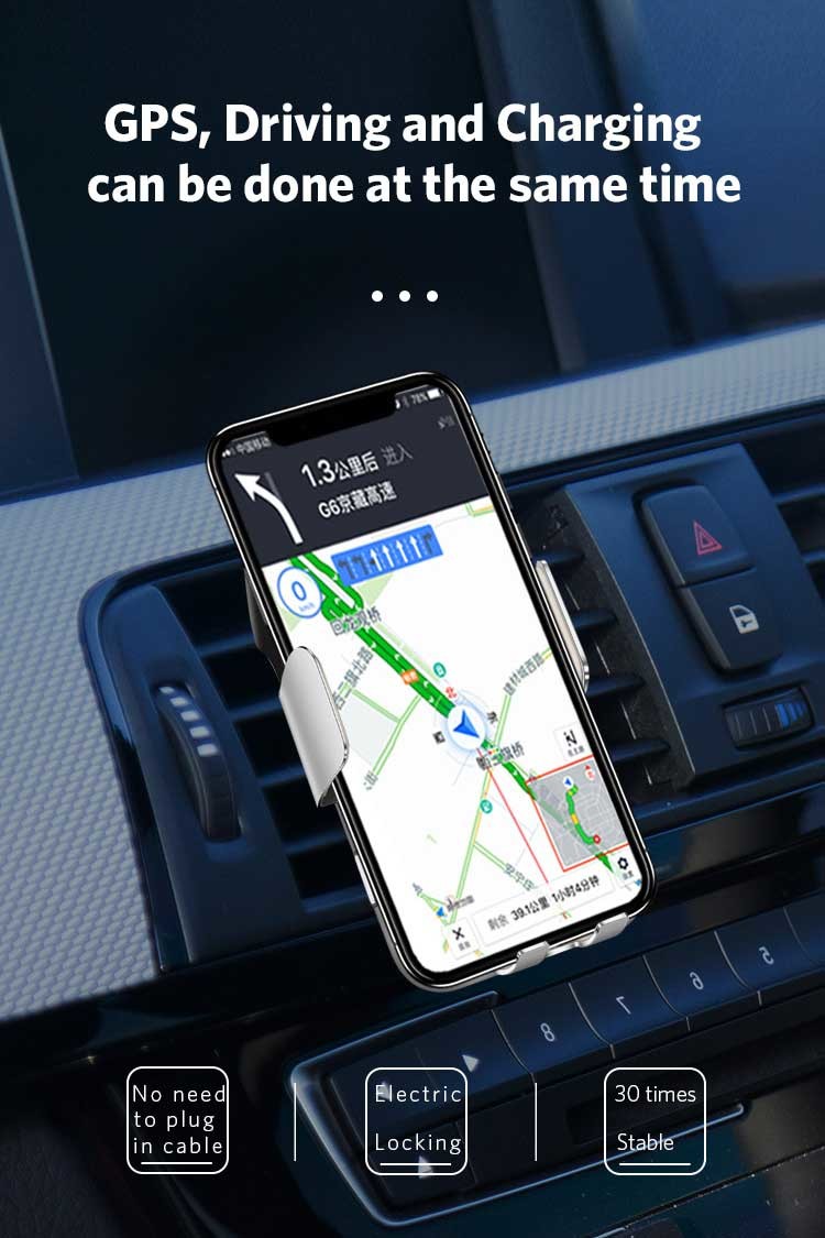 Air Vent Auto-Clamping Infrared Sensor Wireless Car Charger Mount Phone Holder