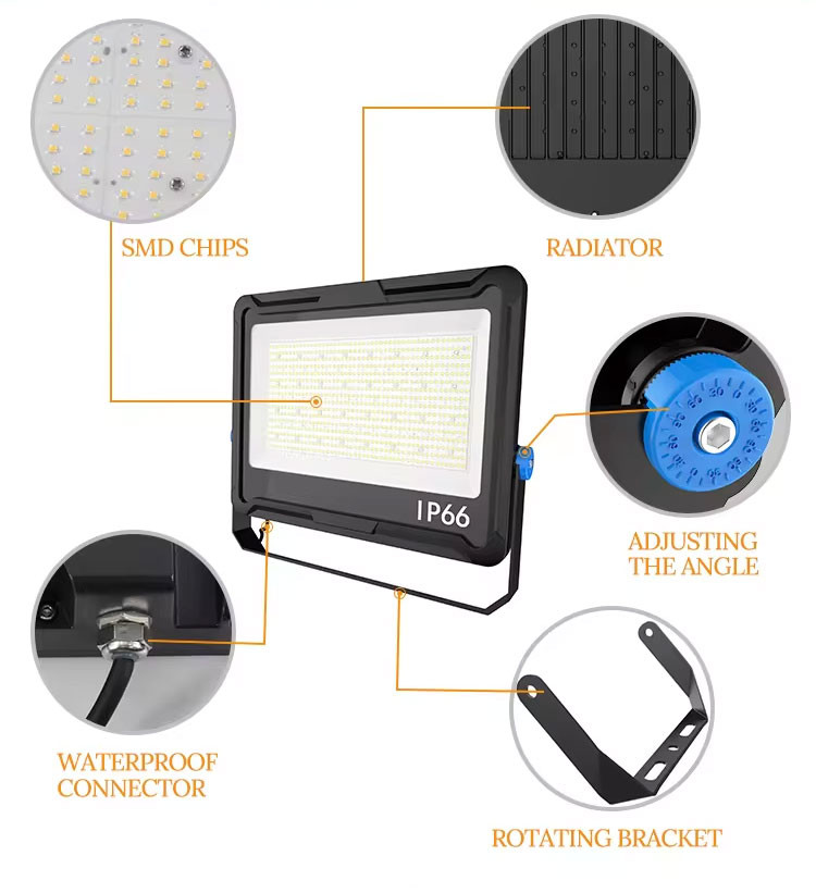 Adjustable Angle Outdoor LED Flood Lights 150W 100W Floodlight Bulb For Driveways