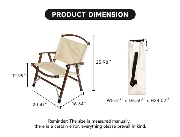 China Classic Folding Camping Portable Wooden Chair With Carry Bag