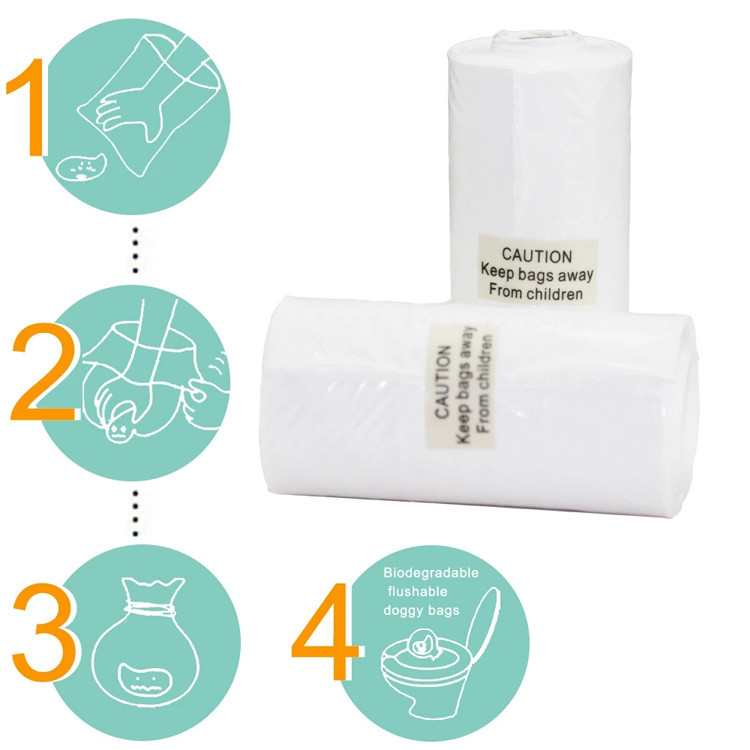Biodegradable Scented Dog Poop Bags , 20*26cm Pva Water Soluble Film